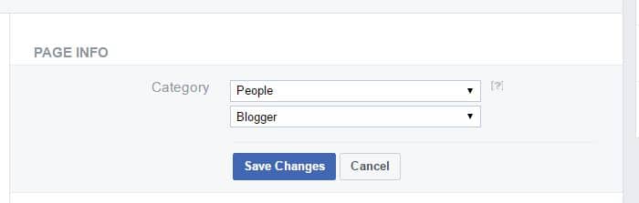 Set your Facebook Page Category