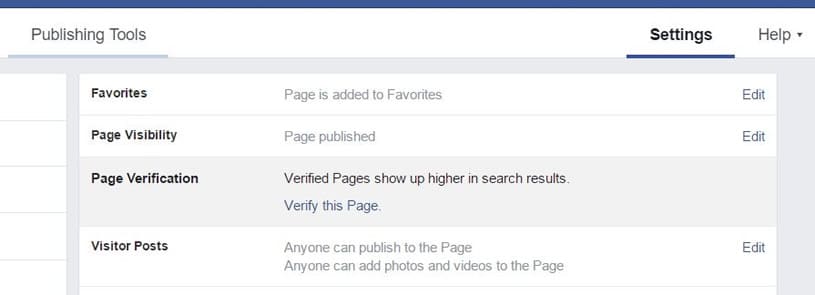 Verify your Facebook page