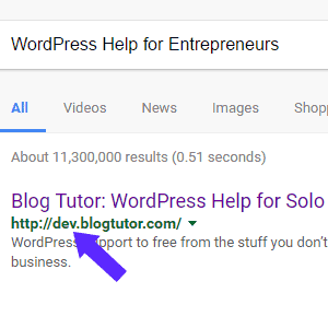 Dev site showing up in search results