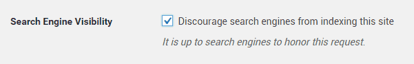WordPress Search Engine Visibility Settings