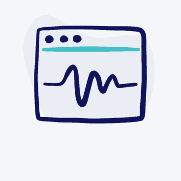 an icon of a computer window with a heart beat line on the screen