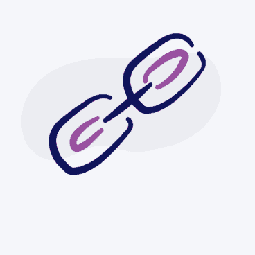 a navy blue and purple icon of a chain link