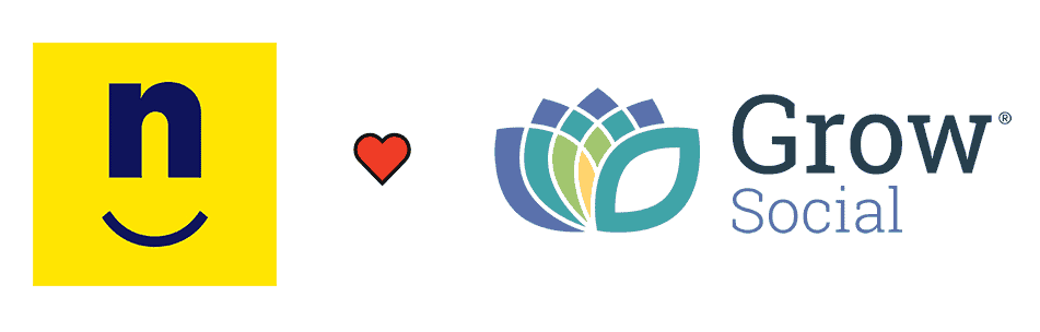 The NerdPress 'n' icon and the Mediavine Grow Social Logo, connected by a heart icon.