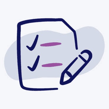 an icon of a checklist with two items on the list marked complete