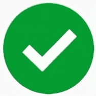 A white checkmark in a bright green circle