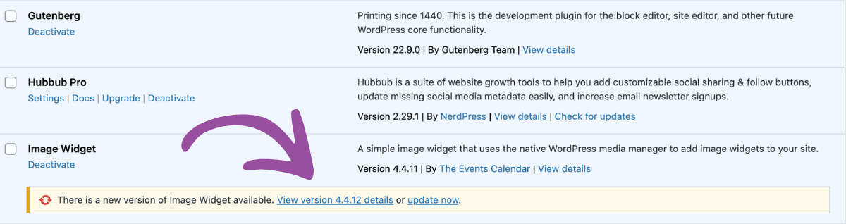 A screenshot of a dashboard with a purple arrow pointing toward a hyperlink