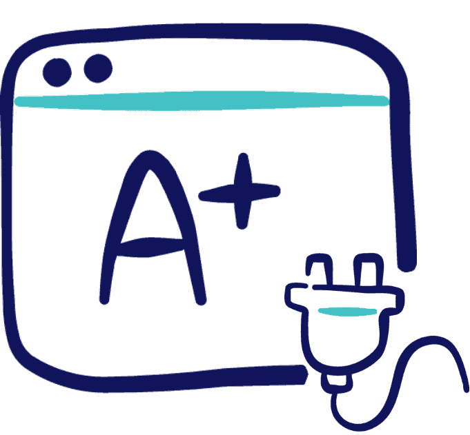 Icon of a browser with an "A+" in it and a plugin icon in the bottom right corner.