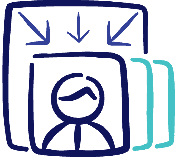 Icon of a stack of images being bulk resized