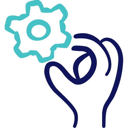 Icon of a hand turning a gear