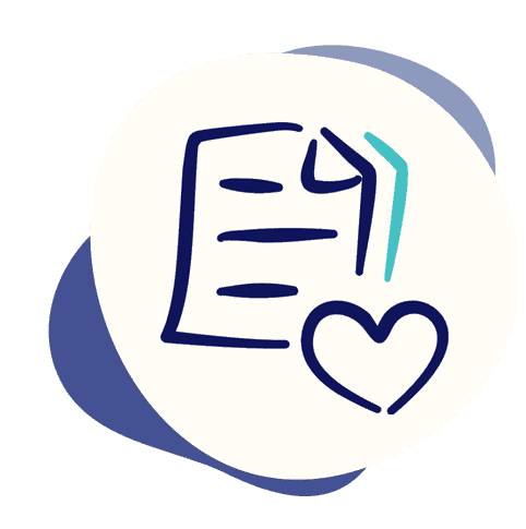 Icon of a report page with a heart on it.