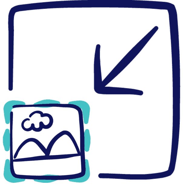 Icon of an image being resized smaller